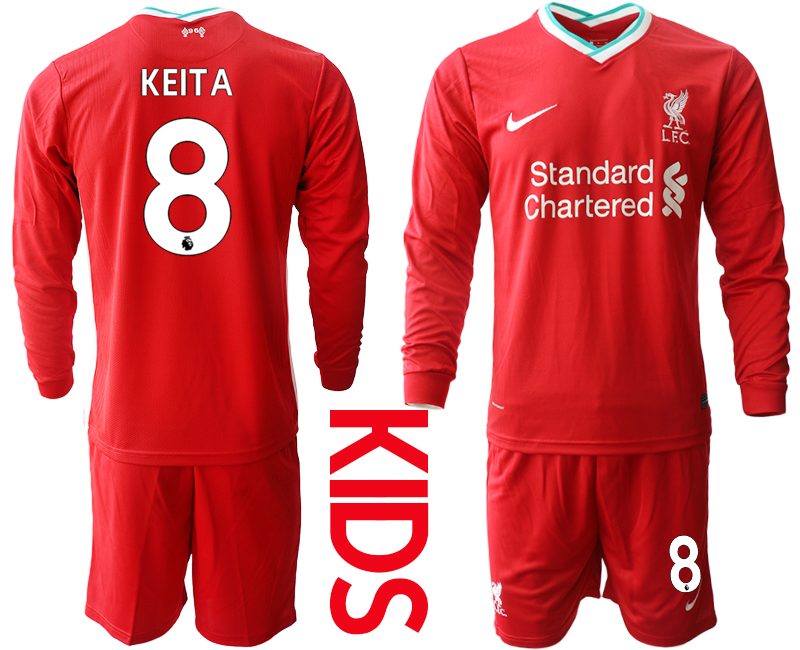 2021 Liverpool home long sleeves Youth #8 soccer jerseys->chelsea jersey->Soccer Club Jersey